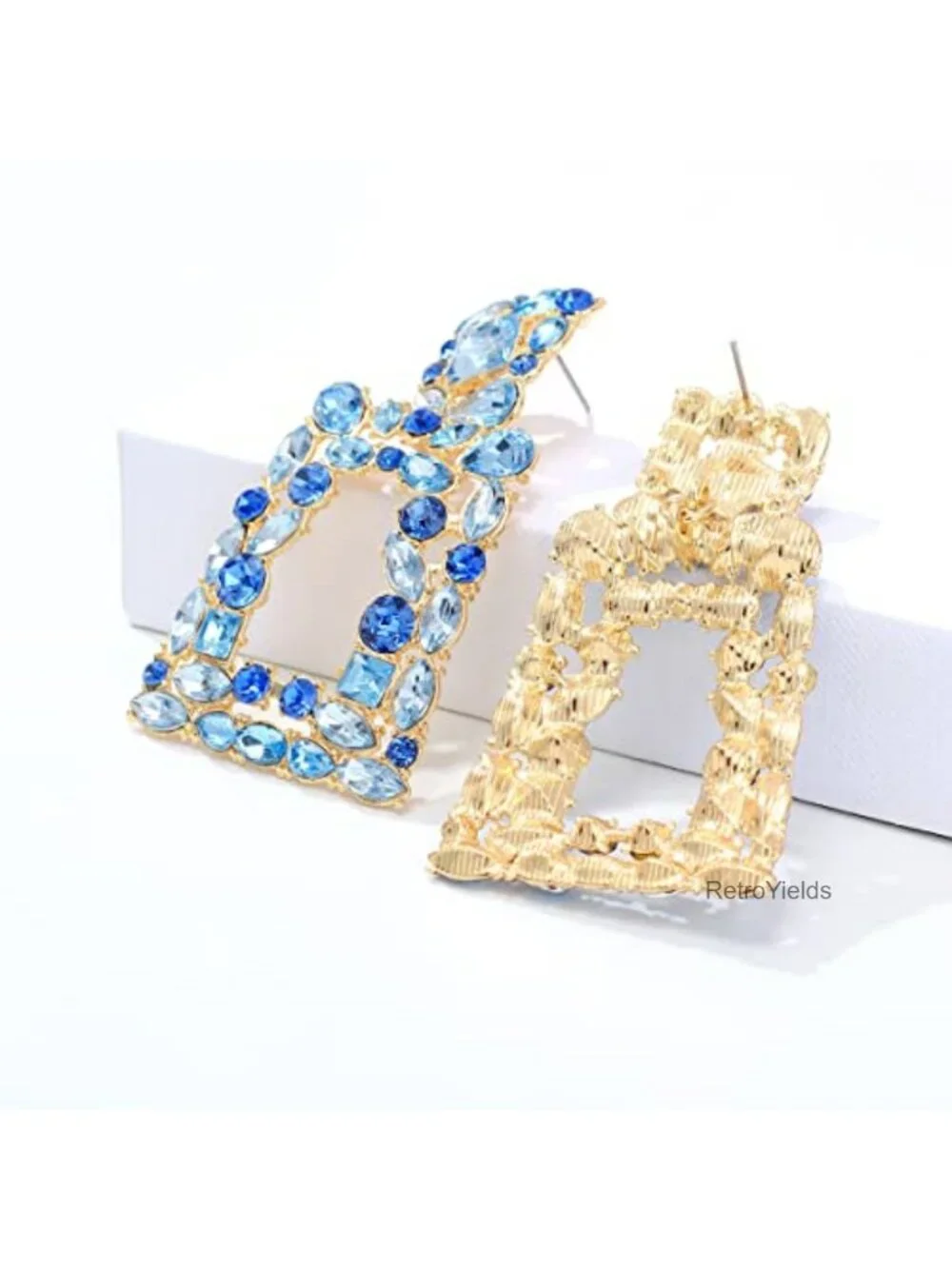 Chunky Rhinestone Geometric Dangle Earrings for Women